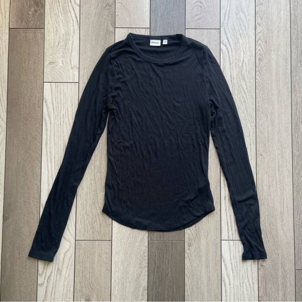 Sunday Best by Aritzia Black Fitted Long Sleeve Blouse